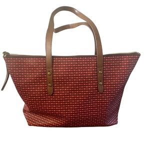 Fossil Red and Brown Tote Bag